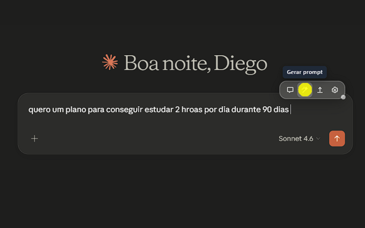 Botão Gerar prompt da Atenna no Claude